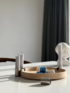 Luna Candle Holder Ø27 cm, Oak-steel