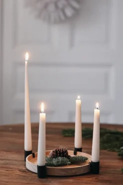Luna Candle Holder Ø27 cm, Oak-steel