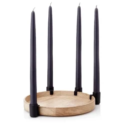 Luna candleholder, oak-black