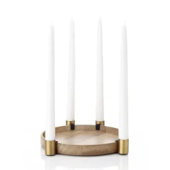 Luna candleholder, oak-brass