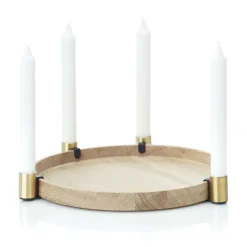 Luna maxi candle sticks, oak-brass