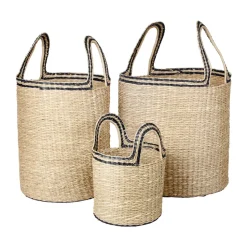 Lykke basket 3 pieces, Natural black