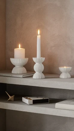 Lyngby Tura tealight holder Ø8 cm, White