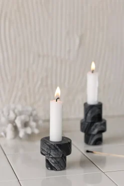 Marble candle holder 5 cm, Grey