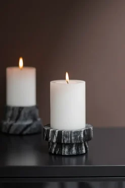 Marble candle holder for block candle 5 cm, Black-Grey