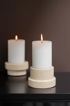 Marble candle holder for block candle 6.5 cm, Sand