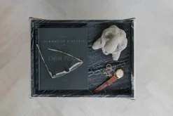 Marble decoration tray large 30x40 cm, Black-grey