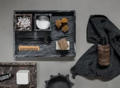 Marble decoration tray large 30x40 cm, Black-grey