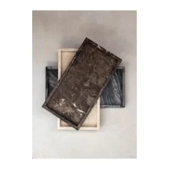 Marble decorative tray 16x31 cm, Black-Grey