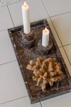 Marble decorative tray 16x31 cm, Brown