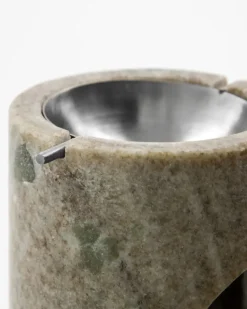 Marble oil burner, Beige, silver finish