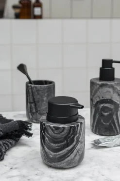 Marble soap dispenser 12.5 cm, Black-Grey