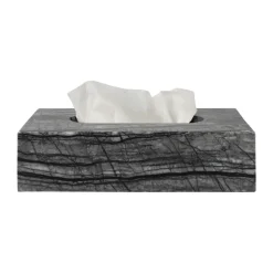 Marble tissue box 14x25.5 cm, Black-Grey