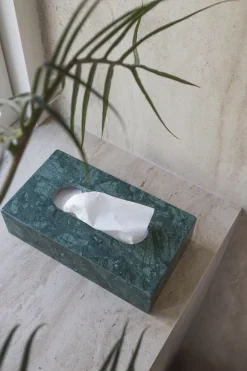 Marble tissue box 14x25.5 cm, Dark forest