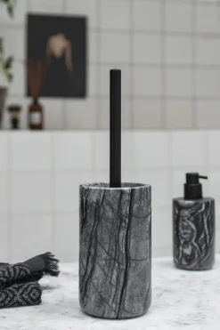 Marble toilet brush 36 cm, Black-Grey