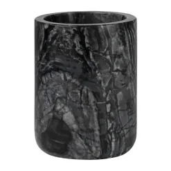 Marble toothbrush holder 10 cm, Black-Grey
