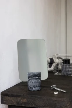 Marble vanity mirror, Black-grey, 30 cm