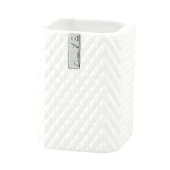 Marion tooth brush mug 10.5 cm, White-silver