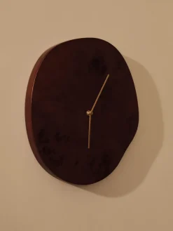 Melt wall clock 28x33 cm, Dark stained burl