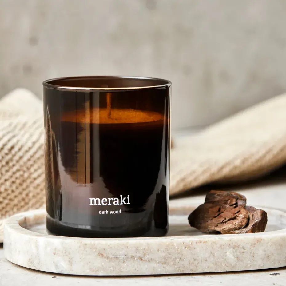 Meraki scented candle, 35 hours, Dark wood