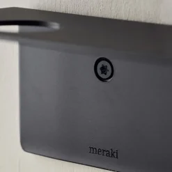 Meraki shelf with bottle hanger and hook, Brushed black finish