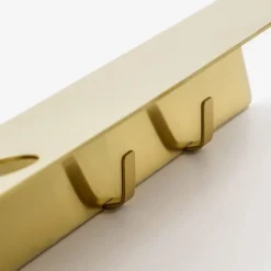 Meraki shelf with bottle hanger and hook, Brushed brass finish