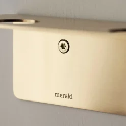 Meraki shelf with bottle hanger and hook, Brushed brass finish