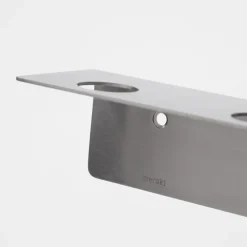 Meraki shelf with bottle hanger and hook, Brushed steel