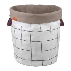 Mesh laundry basket Ø40x50 cm, Brown-Off-white