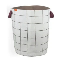 Mesh laundry basket Ø40x50 cm, Brown-Off-white