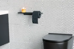 MindSet Toilet paper holder with shelf, Mineral Infinite Grey