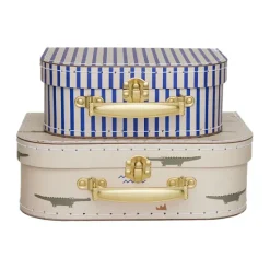 Mini crocodile & stripes suitcase set, Beige
