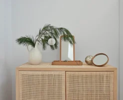 Mirror with jewellery box 32 cm, Oak