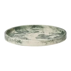 Mist decorative tray Ø30 cm, Emerald-off-white