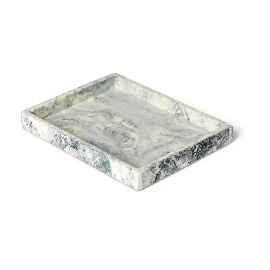 Mist decorative tray 15x20 cm, Emerald-off white