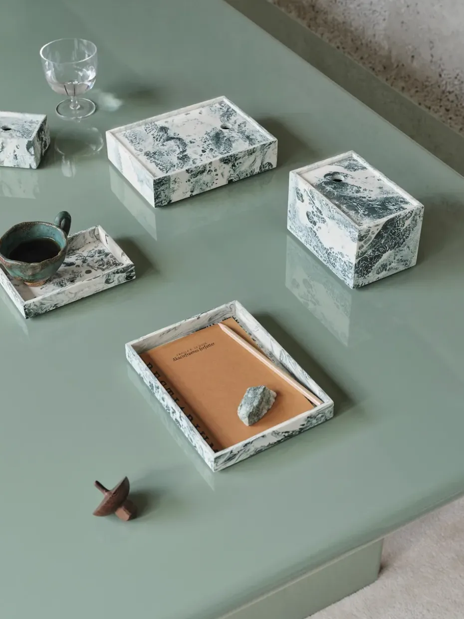 Mist storage box 15x20 cm, Emerald-off white