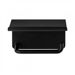 Modo toilet paper holder with shelf, Black