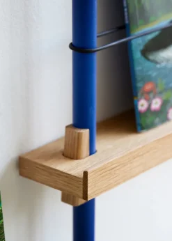 Moebe magazine rack, Smoked oak-blue