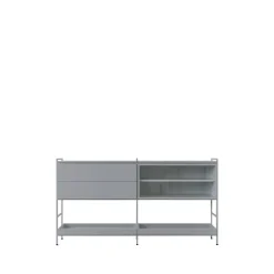 Molto Medium side table, Grey, 2 sections with display case