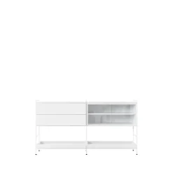 Molto Medium side table, White, 2 sections with display case