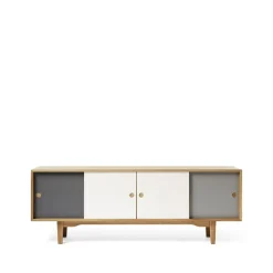 Moodi 180 side table, Grey/white, oak structure