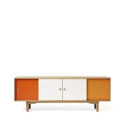 Moodi 180 side table, Orange/white, oak structure