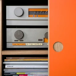 Moodi 180 side table, Orange/white, oak structure