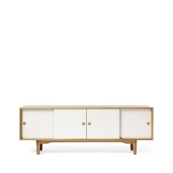 Moodi 180 side table, White/oak, oak structure