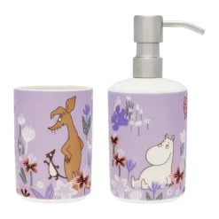 Moomin soap dispenser and toothbrush holder, Flower garden