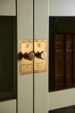 National Geographic bookcase, Light green-oak base-brass