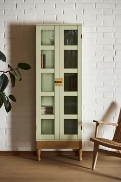National Geographic bookcase, Light green-oak base-brass