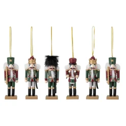 Nikita nut cracker Christmas decoration 6 pieces, Green