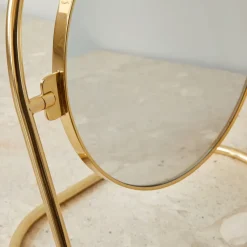 Nimbus table mirror 25 cm, Polished brass