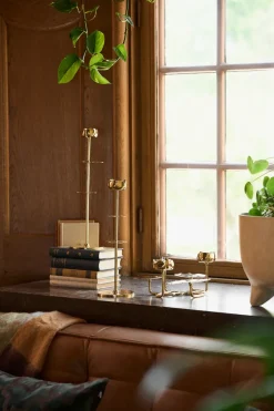 Ninfea Alta candlestick 40 cm, Brass